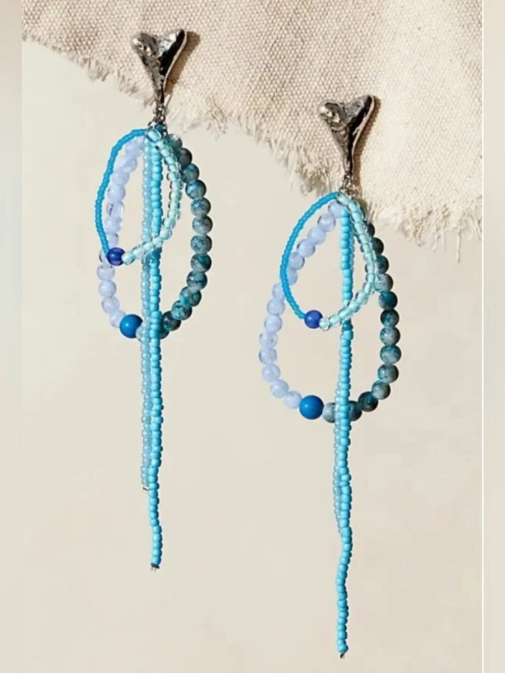 Free People Reese Dangle Stud Earrings in Mixed Sky Blue